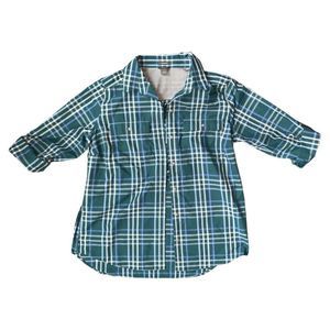 Eddie Bauer, Blue & Green Plaid Button-up Shirt, Large, Used & Great Condition
